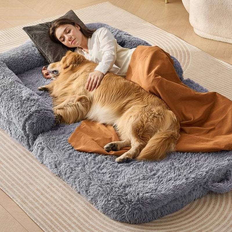 VEVOR Human Dog Bed 72 X48X10In Large Human Size Dog Bed Washable PV Velvet