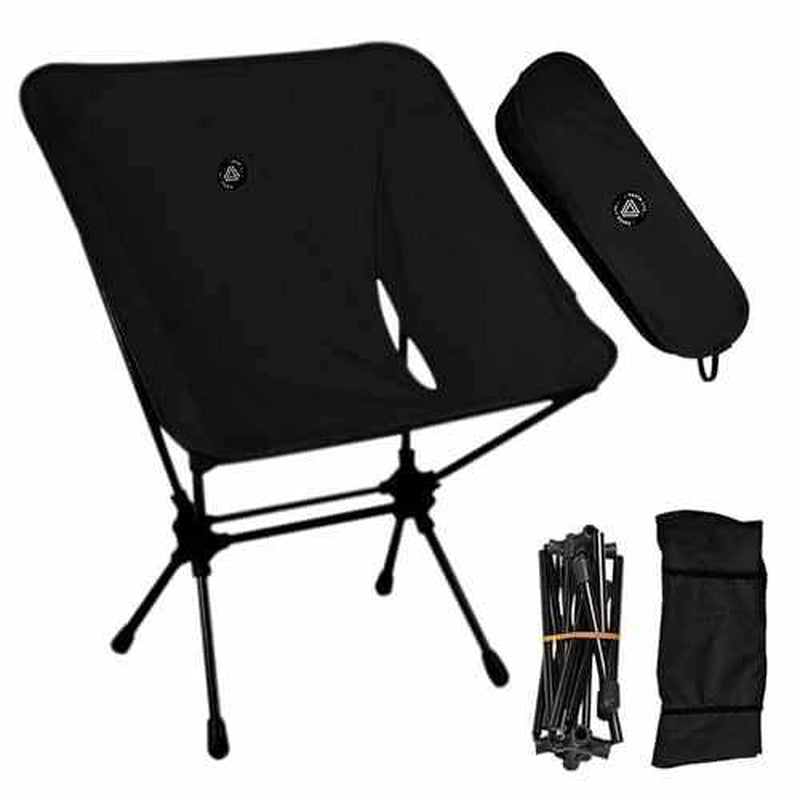 Low Back Ultralight Folding Camping Chairs with Storage Pouch - Khaki